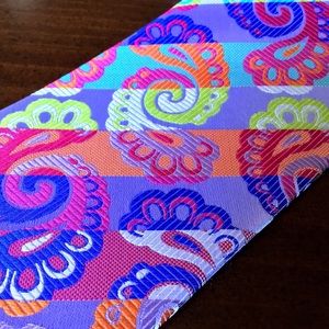 White Purple Multi-color Paisley Lawrence Ivey Tie